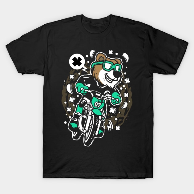 Bear Motocross Rider T-Shirt by p308nx